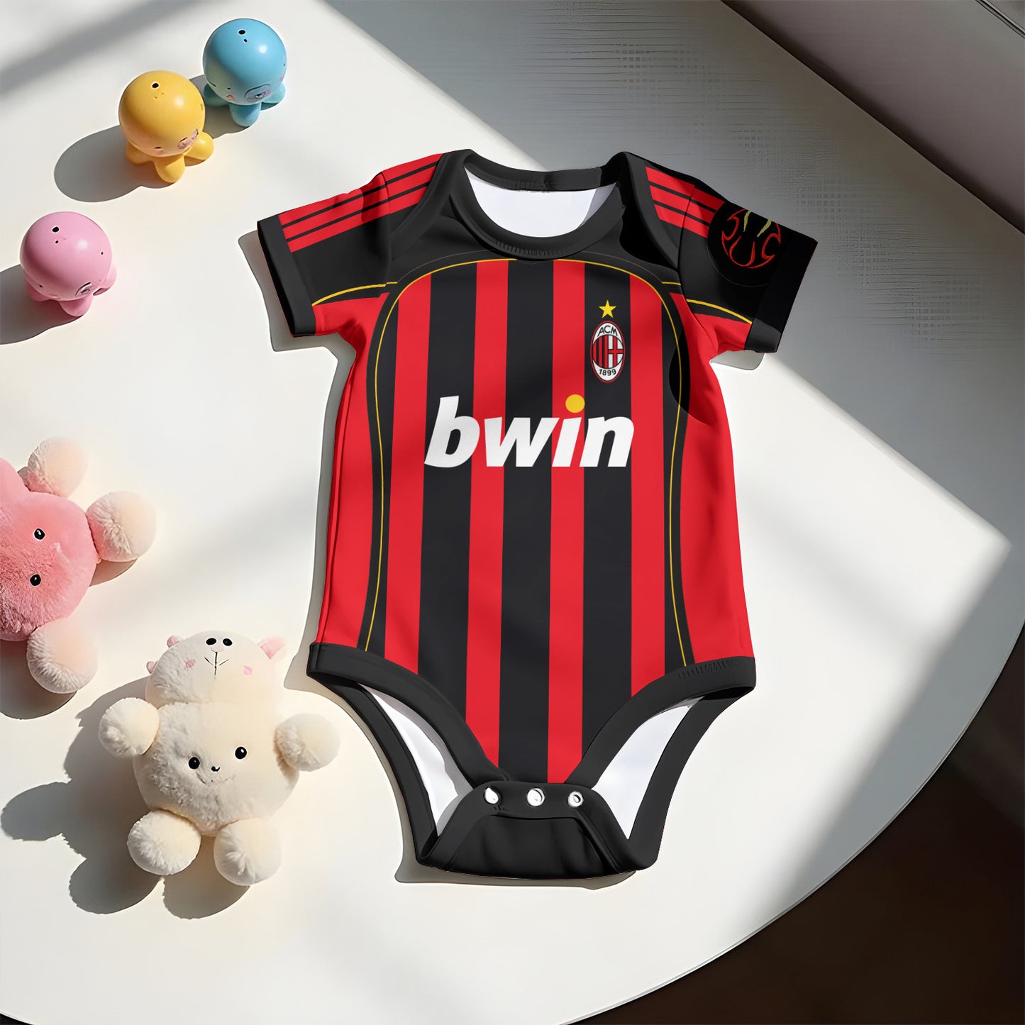 Customized AC Milan Soccer Jersey , Baby Rib Bodysuit Sizes V5