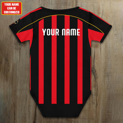 Customized AC Milan Soccer Jersey , Baby Rib Bodysuit Sizes V5