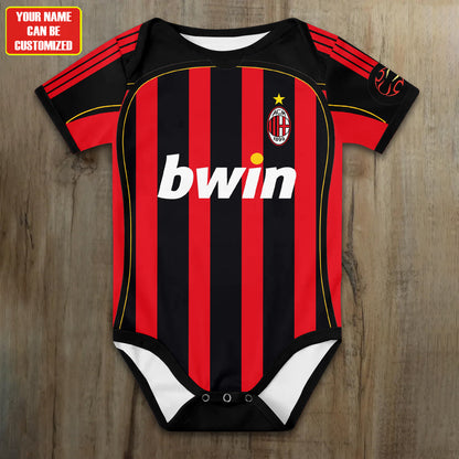 Customized AC Milan Soccer Jersey , Baby Rib Bodysuit Sizes V5
