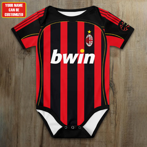 Customized AC Milan Soccer Jersey , Baby Rib Bodysuit Sizes V5