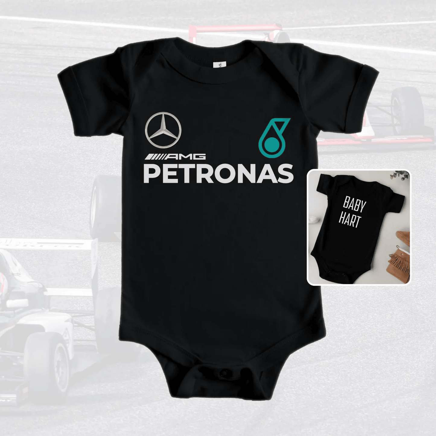 Customized Merc AMG Petronas Soccer Jersey , Baby Rib Bodysuit Sizes V3