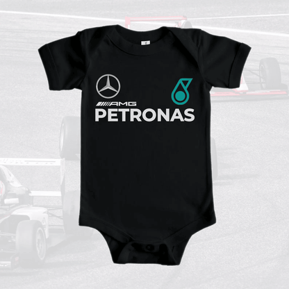 Customized Merc AMG Petronas Soccer Jersey , Baby Rib Bodysuit Sizes V3