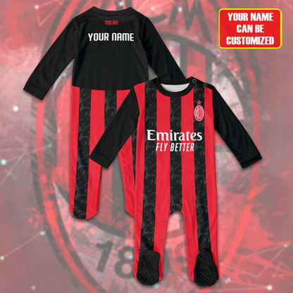 AC Milan Soccer Customized Baby Rib Sleepwear