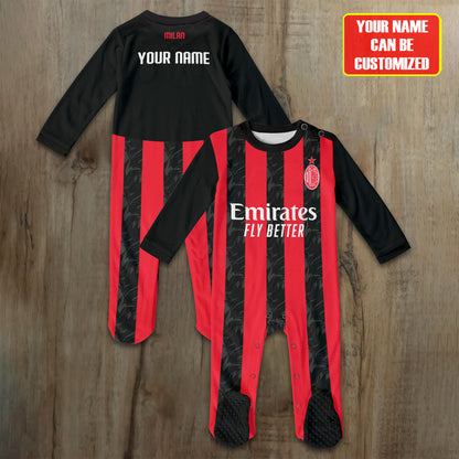AC Milan Soccer Customized Baby Rib Sleepwear