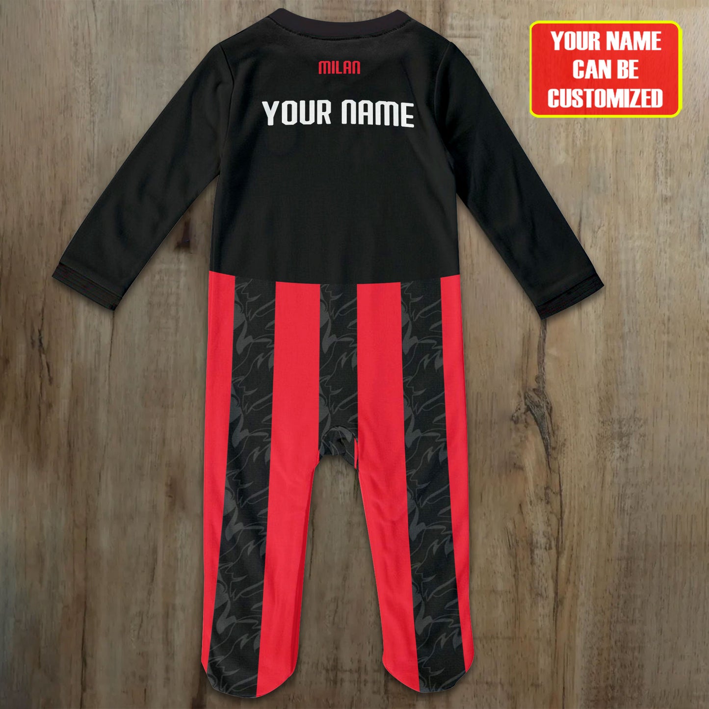 AC Milan Soccer Customized Baby Rib Sleepwear