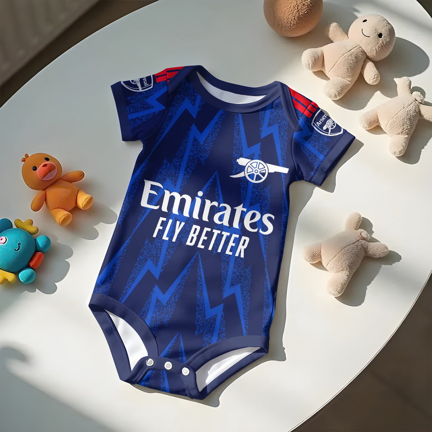 Customized Arsenal Away Soccer Jersey , Baby Rib Bodysuit Sizes