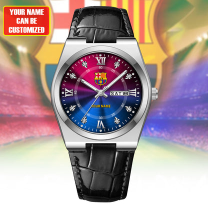 Personalized Barca Leather Strap Watch