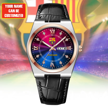 Personalized Barca Leather Strap Watch