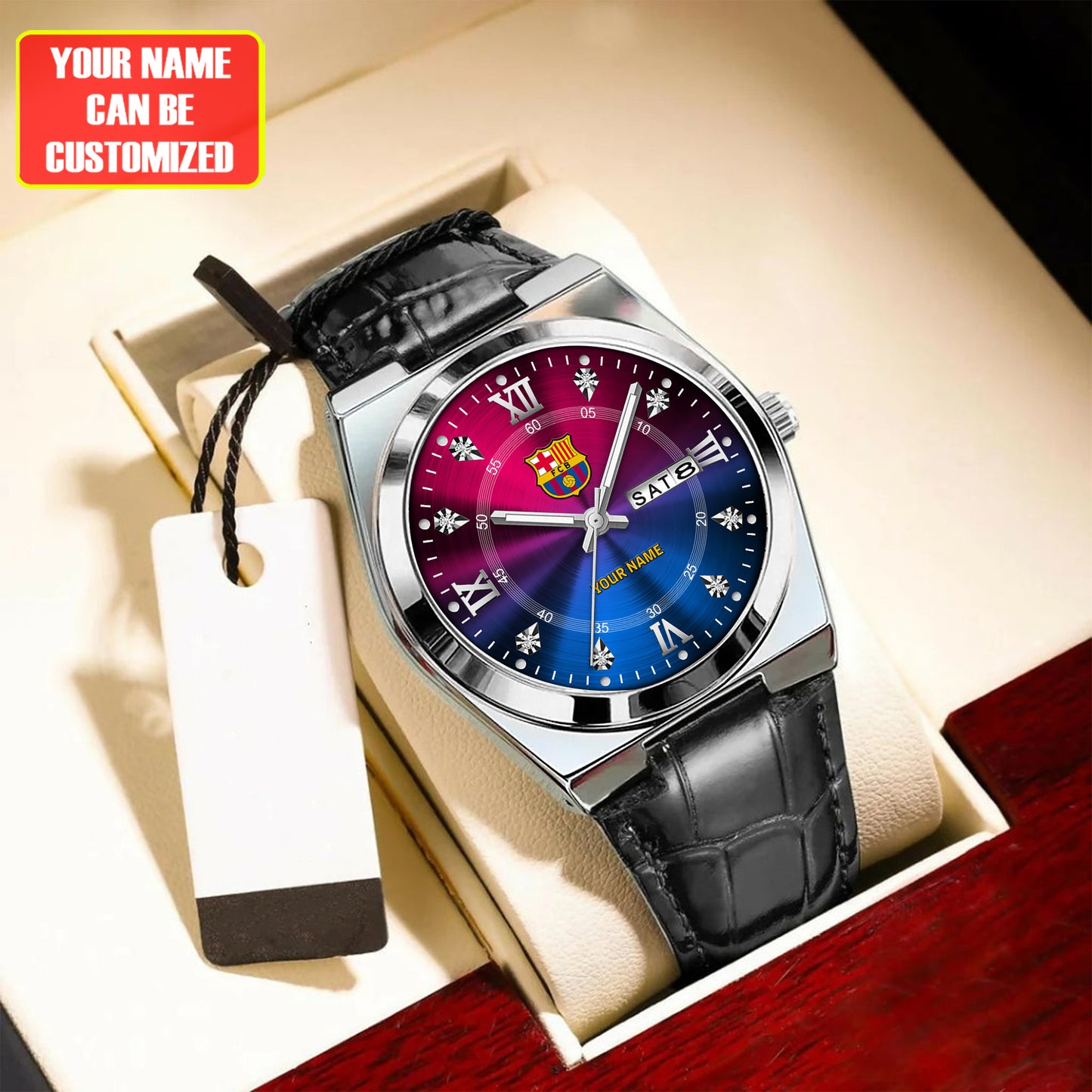 Personalized Barca Leather Strap Watch