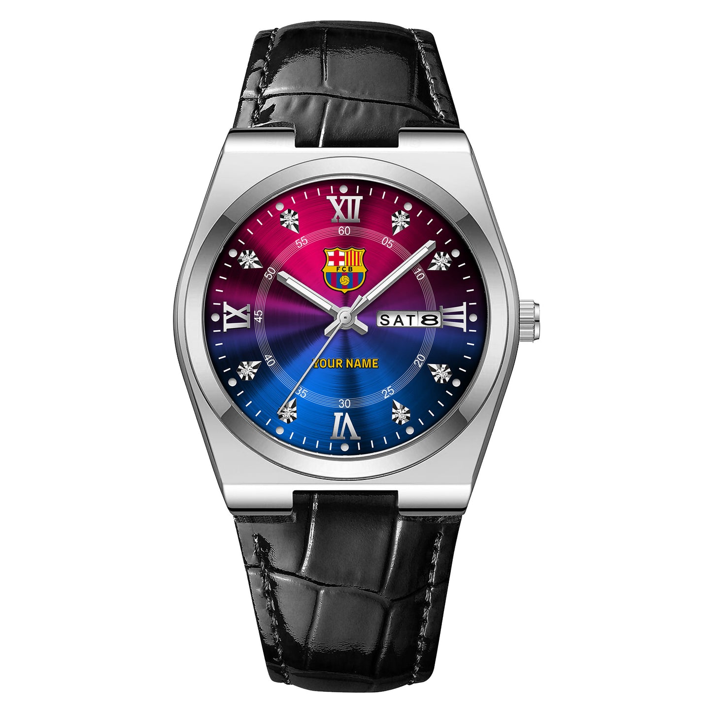 Personalized Barca Leather Strap Watch