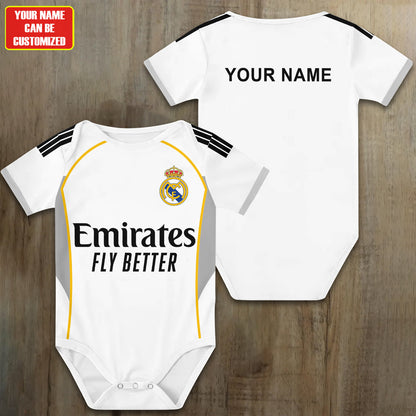 Customized Real Madrid Soccer Jersey , Baby Rib Bodysuit Sizes