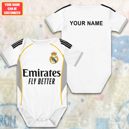 Customized Real Madrid Soccer Jersey , Baby Rib Bodysuit Sizes