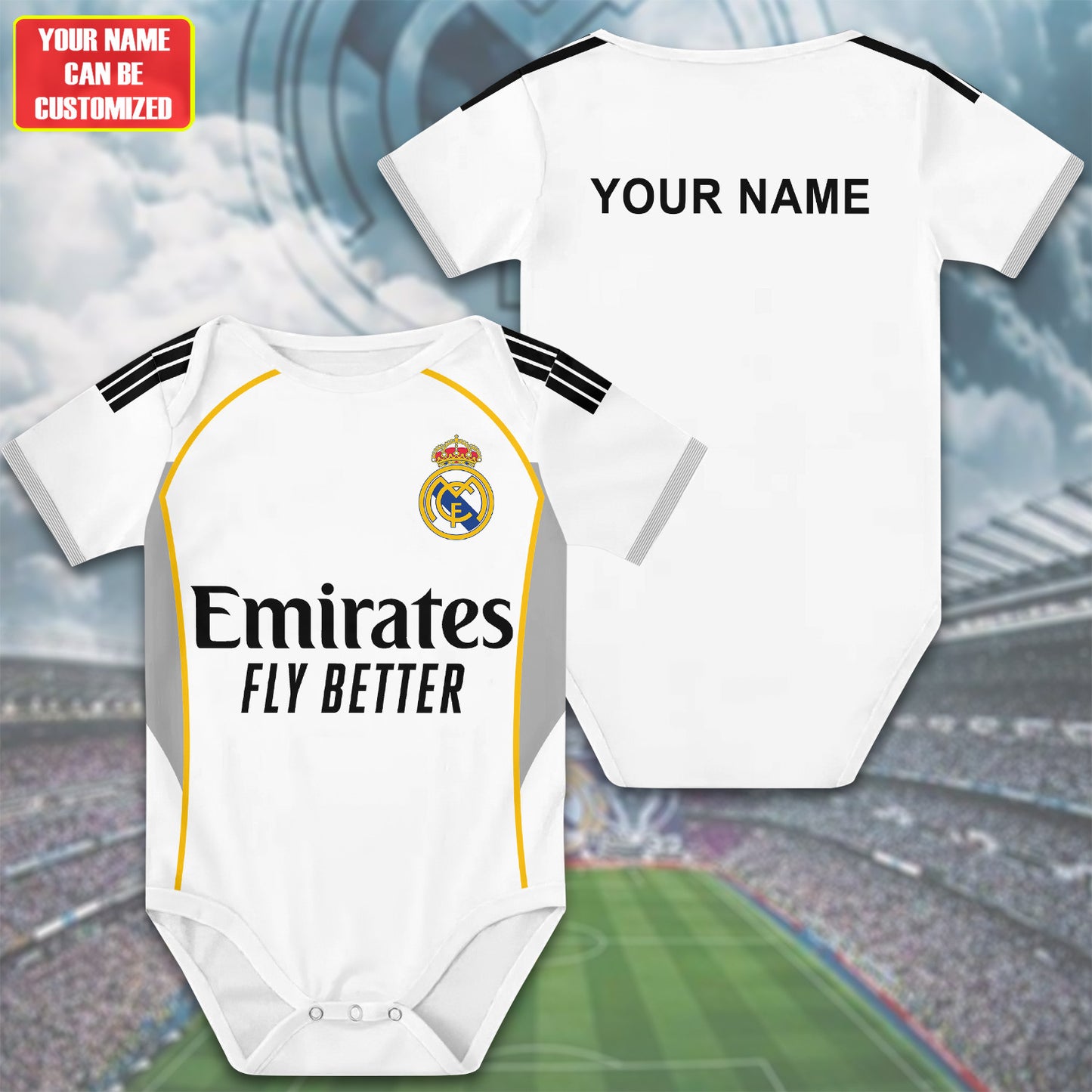 Customized Real Madrid Soccer Jersey , Baby Rib Bodysuit Sizes
