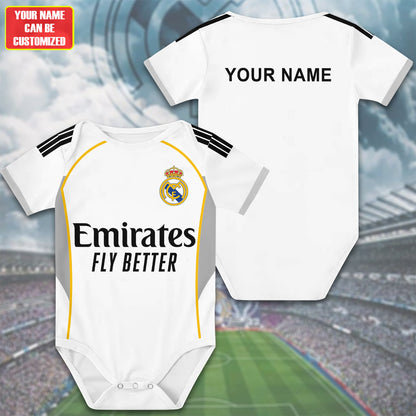 Customized Real Madrid Soccer Jersey , Baby Rib Bodysuit Sizes