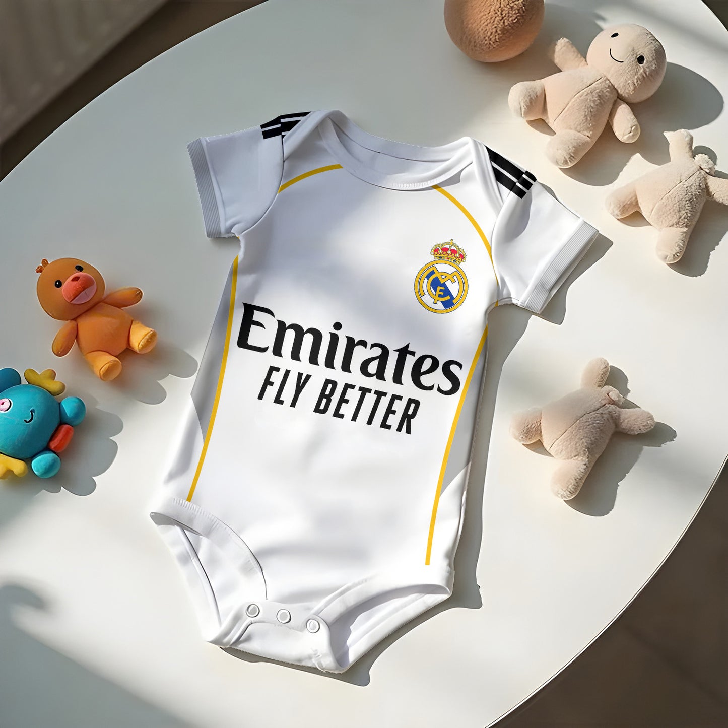 Customized Real Madrid Soccer Jersey , Baby Rib Bodysuit Sizes