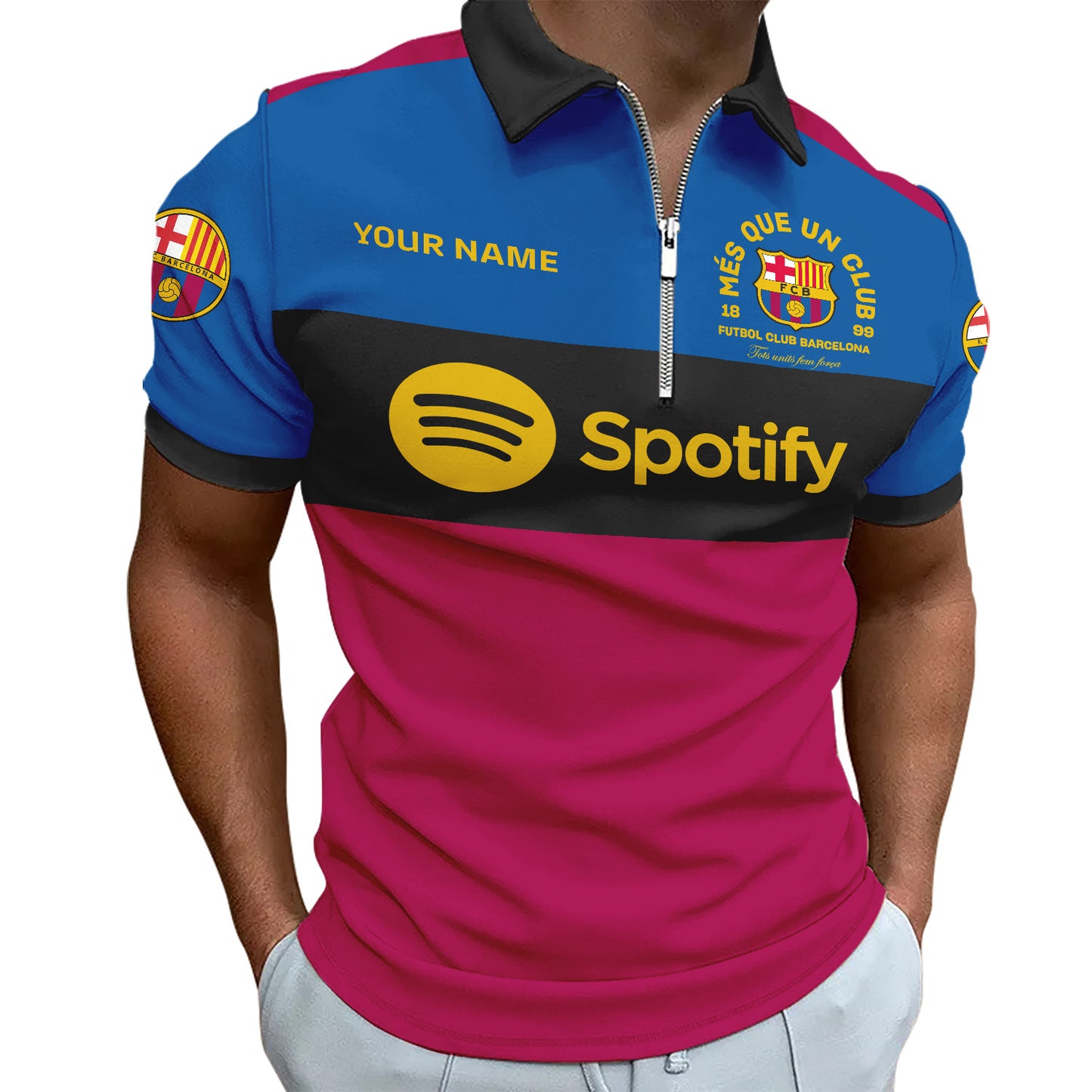 Personalized Barcelona FC 3D Full Printing Set , Barcelona FC Shirt , Barcelona Set , Zipper Polo, Hoodie , Short , Polo , hawaii V24