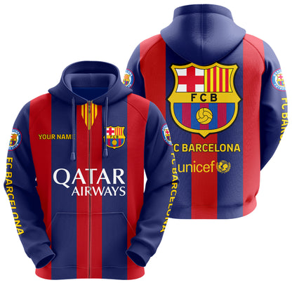 Personalized Barcelona Uniform 3D All over Printed Hoodie and Sweatpants set