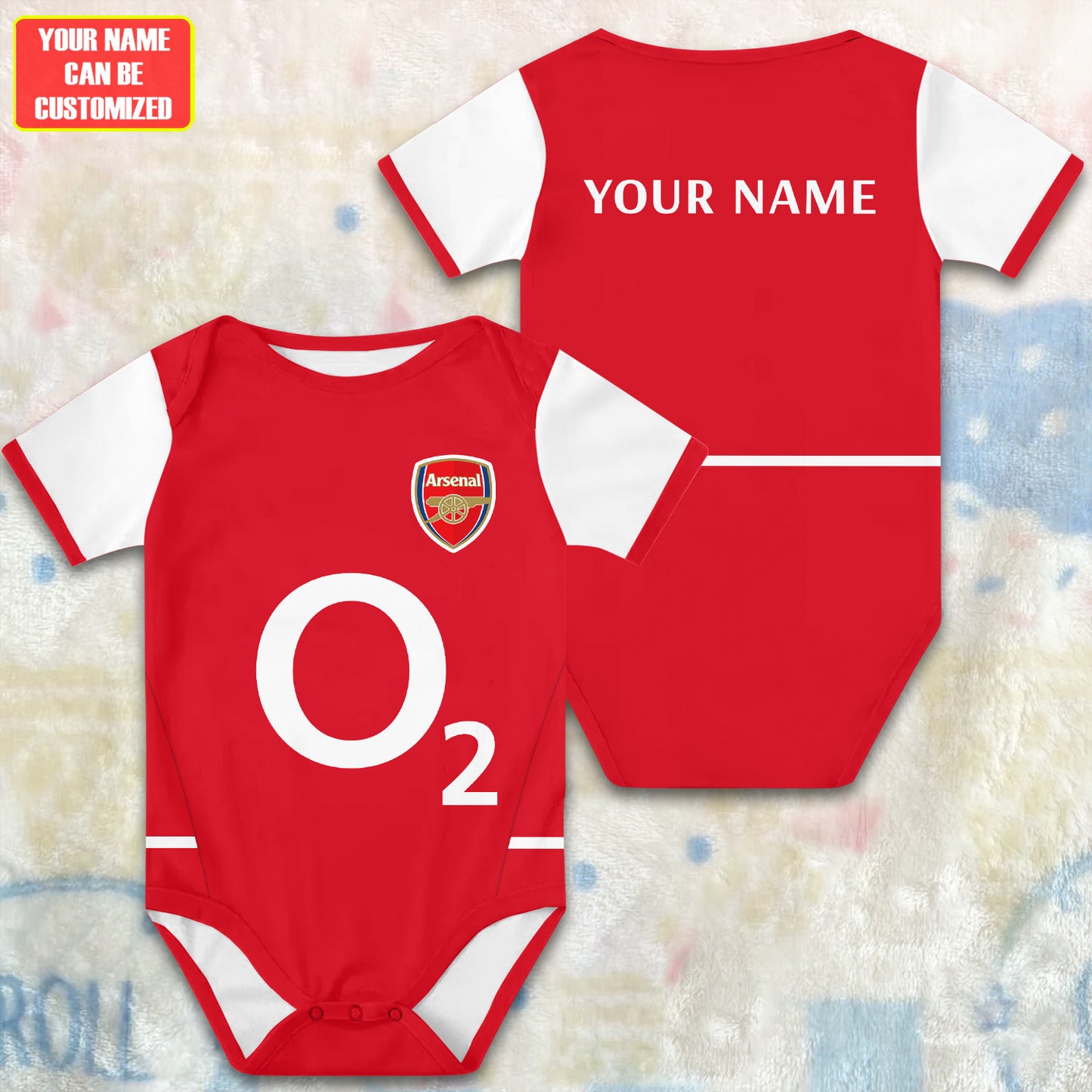 Customized Arsenal Soccer Jersey , Baby Rib Bodysuit Sizes V2