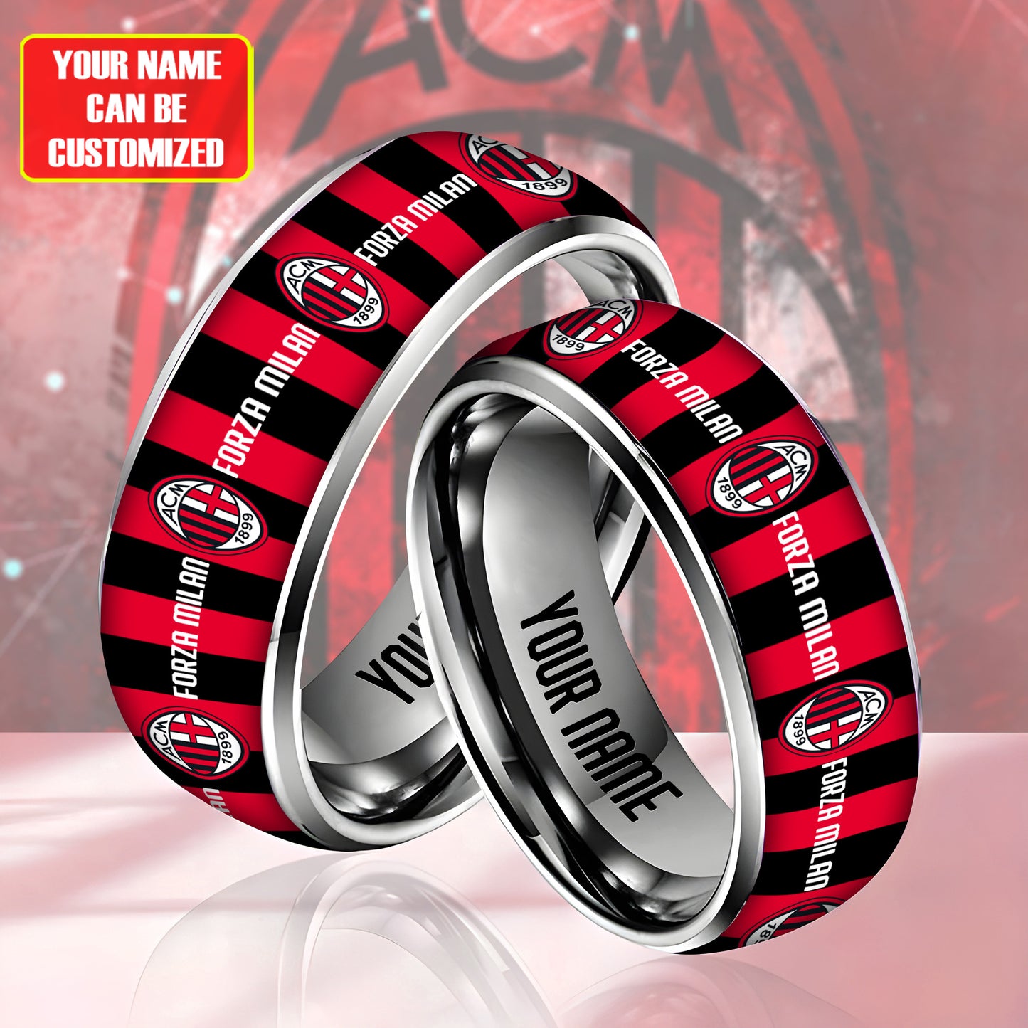 Personalized AC Milan Custom Alloy Ring