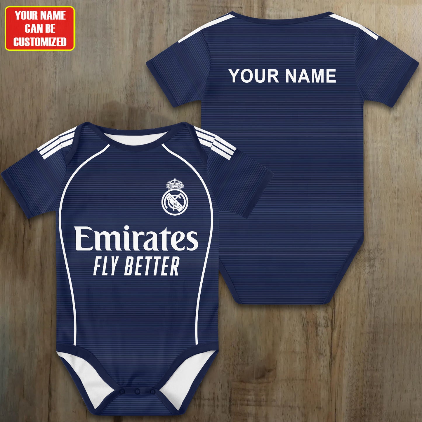 Customized Real Away Soccer Jersey , Baby Rib Bodysuit Sizes