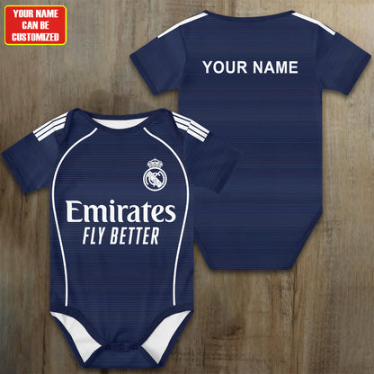 Customized Real Away Soccer Jersey , Baby Rib Bodysuit Sizes