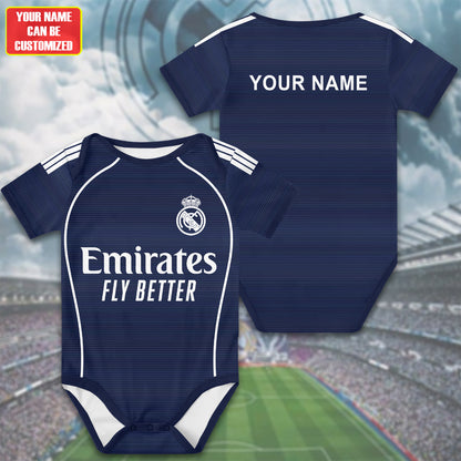 Customized Real Away Soccer Jersey , Baby Rib Bodysuit Sizes