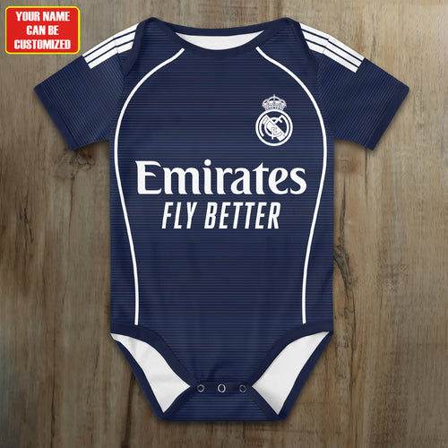 Customized Real Away Soccer Jersey , Baby Rib Bodysuit Sizes