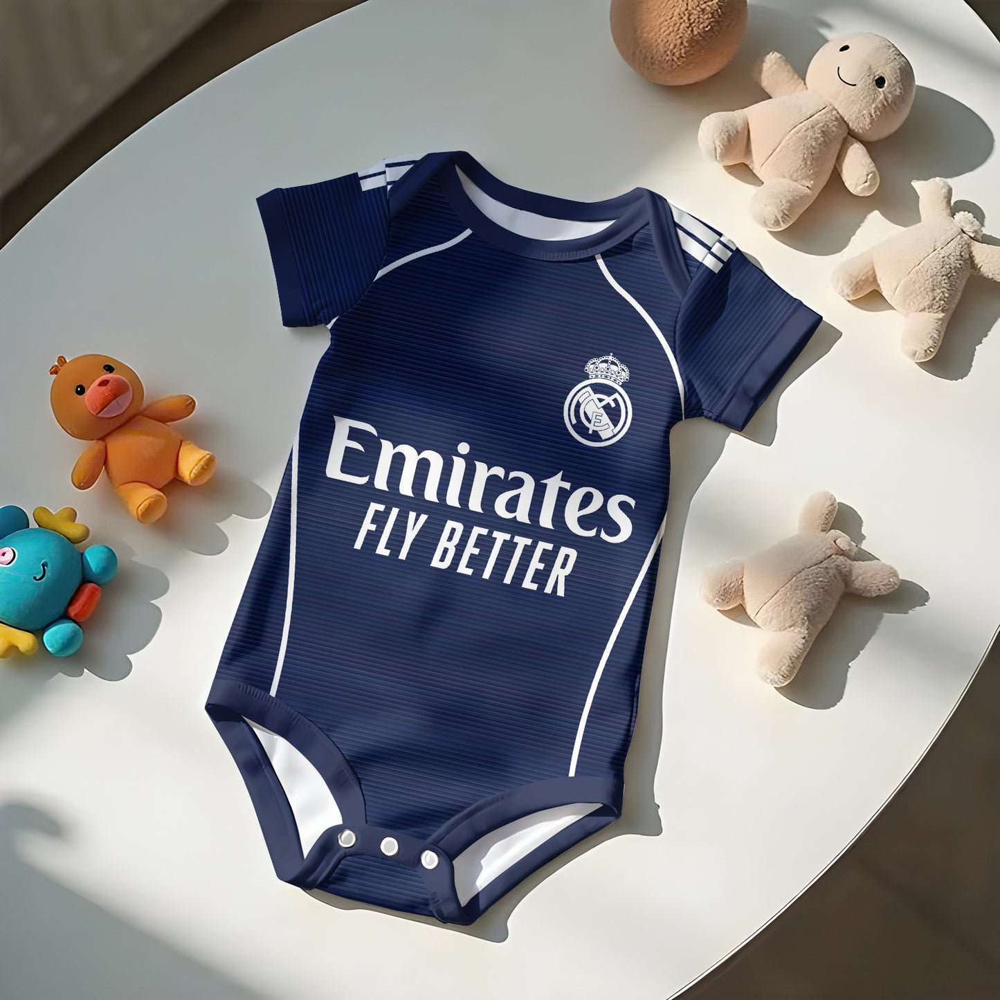 Customized Real Away Soccer Jersey , Baby Rib Bodysuit Sizes