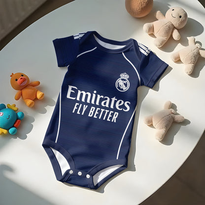 Customized Real Away Soccer Jersey , Baby Rib Bodysuit Sizes