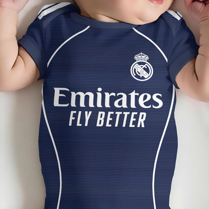 Customized Real Away Soccer Jersey , Baby Rib Bodysuit Sizes