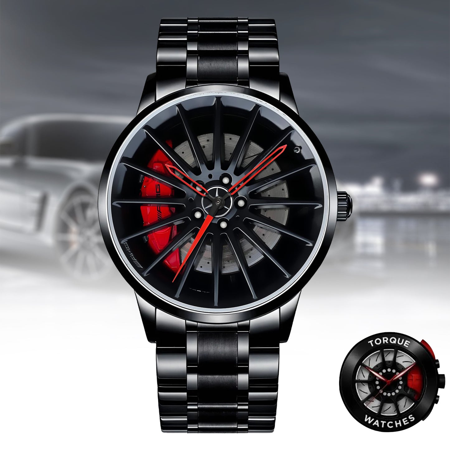 Personalized Merc AMG Brake Caliper Wheel Stainless Steel Watch