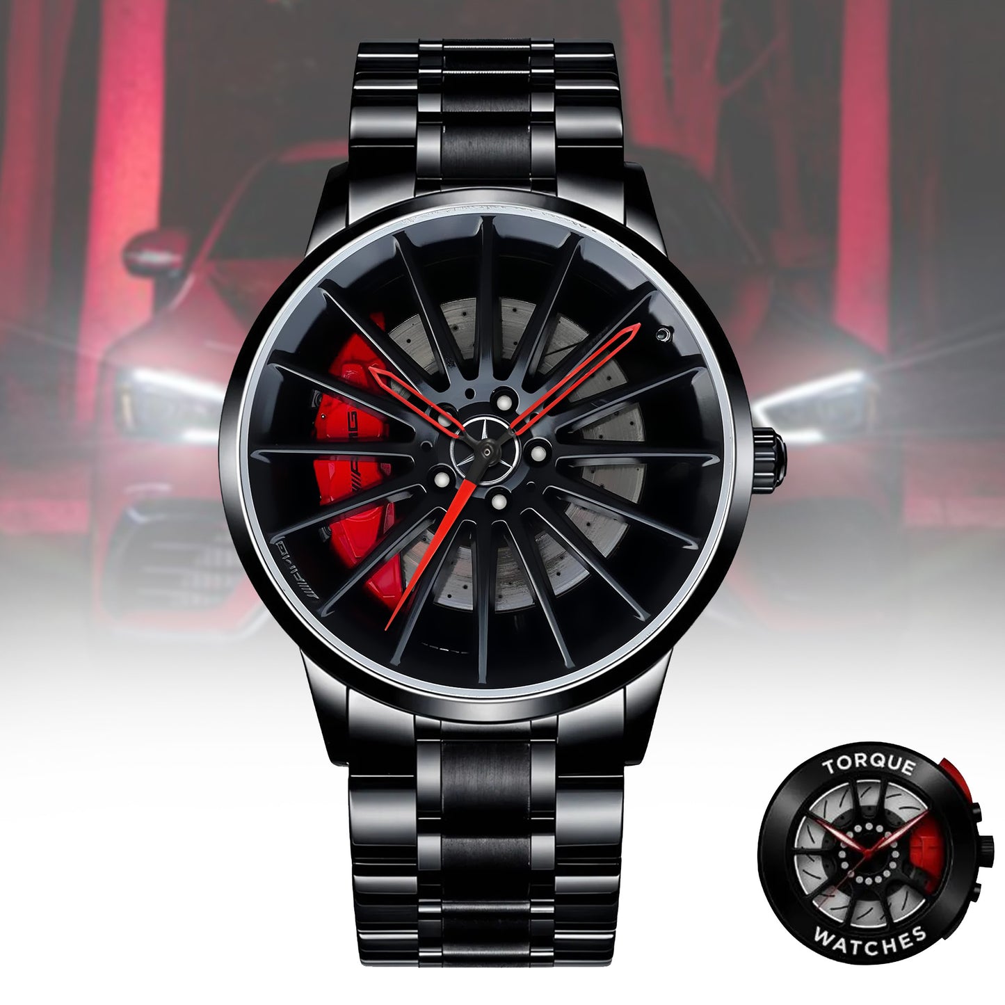 Personalized Merc AMG Brake Caliper Wheel Stainless Steel Watch