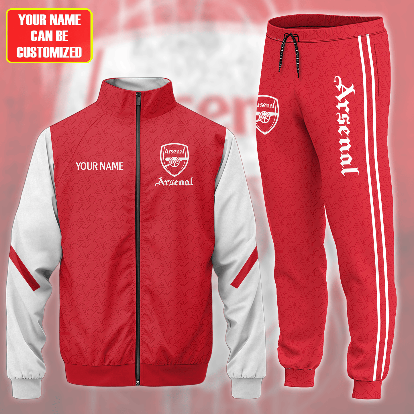 Personalized Arsenal Zipper Stand Collar Jacket & Sweatpants
