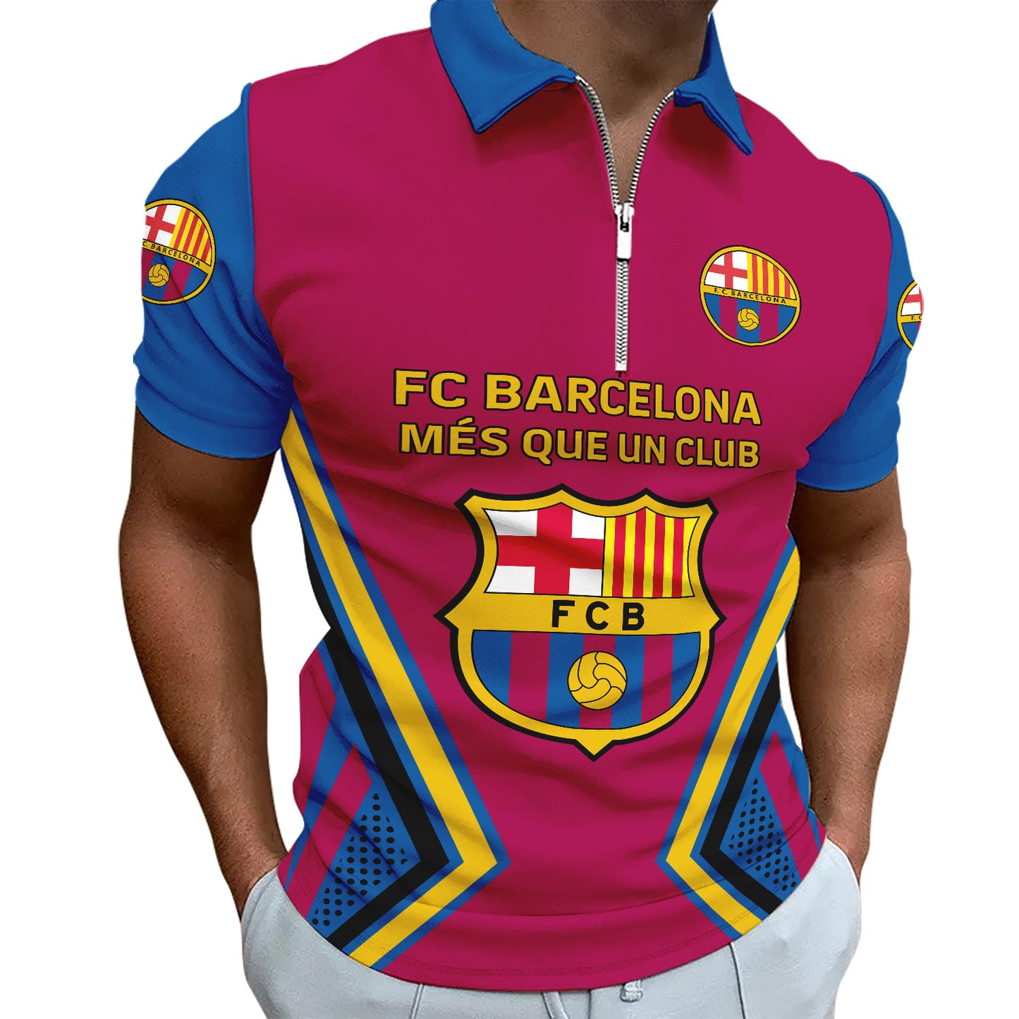 Personalized Barcelona FC 3D Full Printing Set , Barcelona FC Shirt , Barcelona Set , Zipper Polo, Hoodie , Short , Polo , hawaii