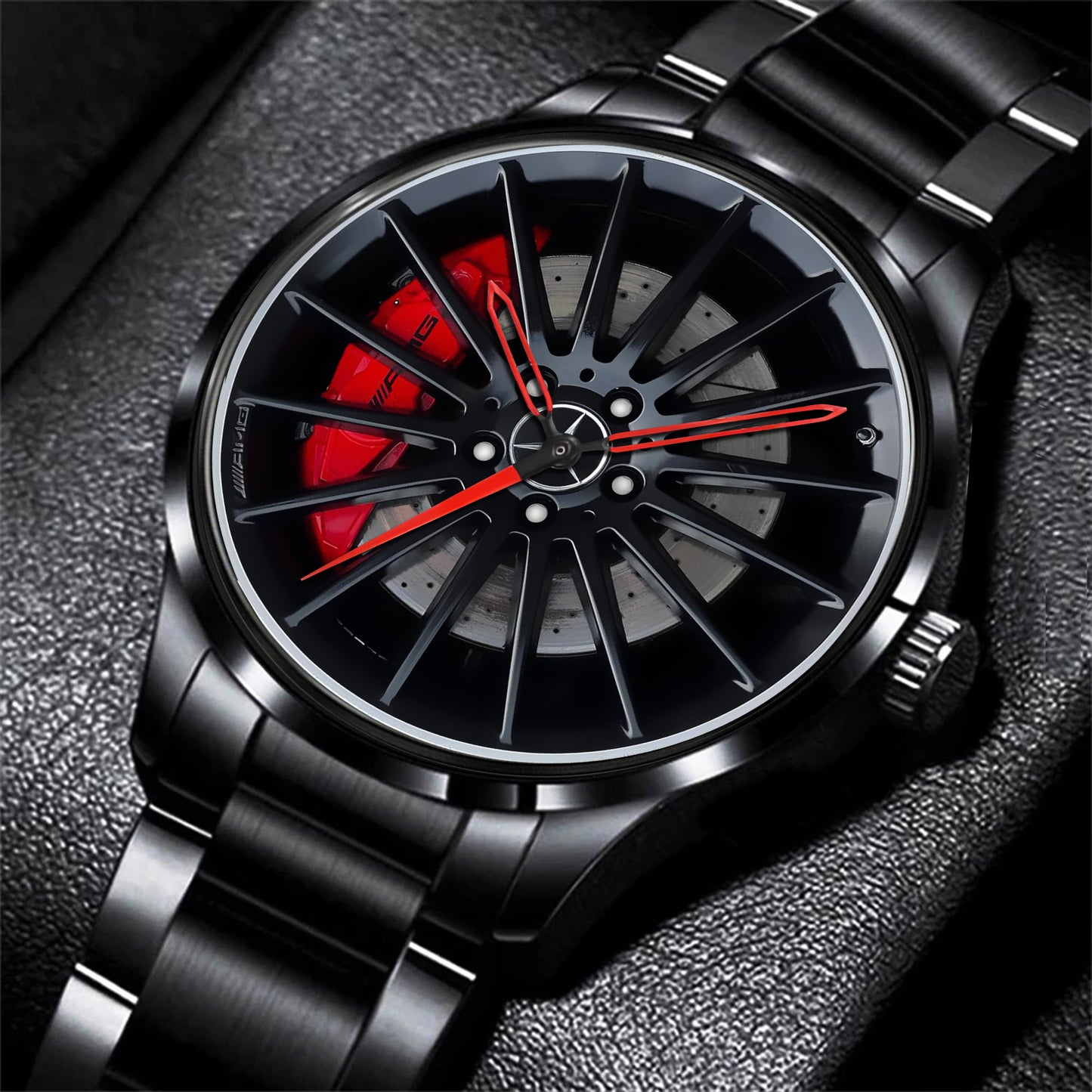 Personalized Merc AMG Brake Caliper Wheel Stainless Steel Watch