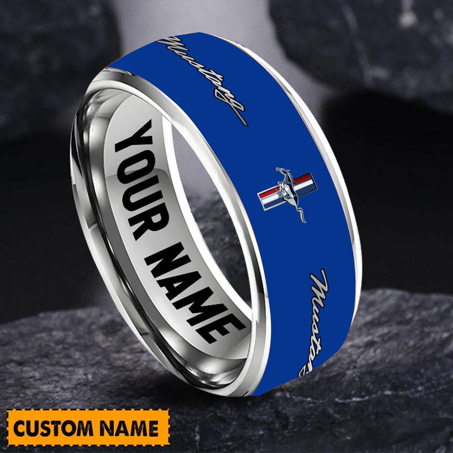 Personalized F Mustang Multicolored Custom Alloy Ring