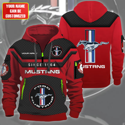 Personalized F Mustang Multicolored 3D Zip-Hoodie Cotton Jacket