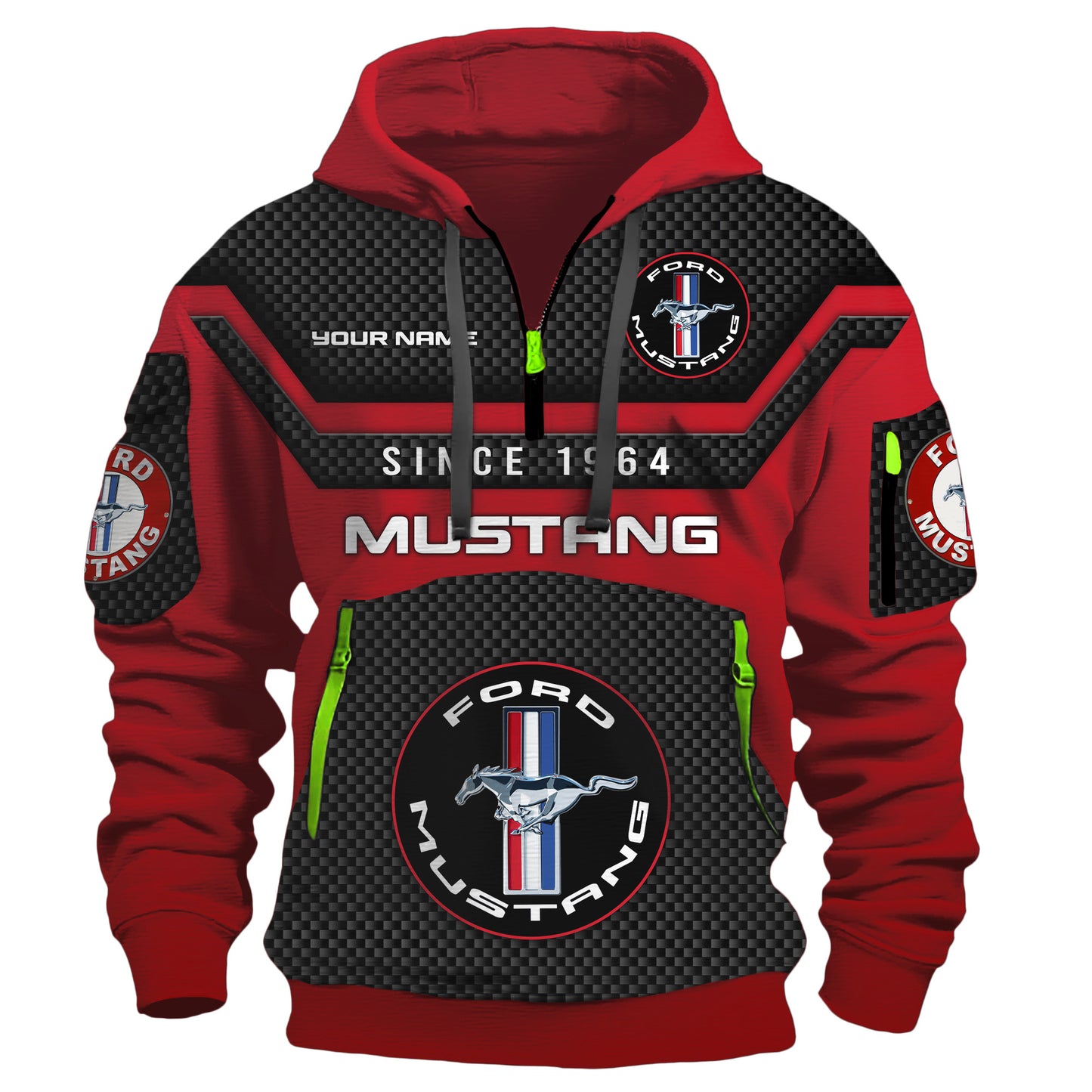 Personalized F Mustang Multicolored 3D Zip-Hoodie Cotton Jacket