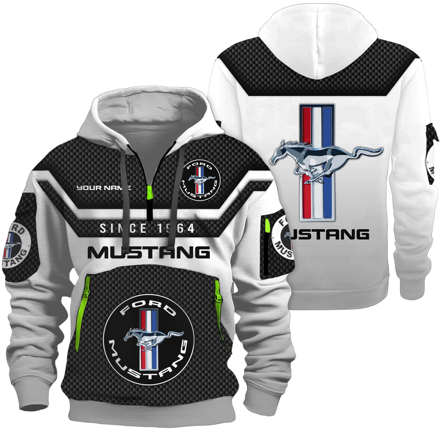 Personalized F Mustang Multicolored 3D Zip-Hoodie Cotton Jacket
