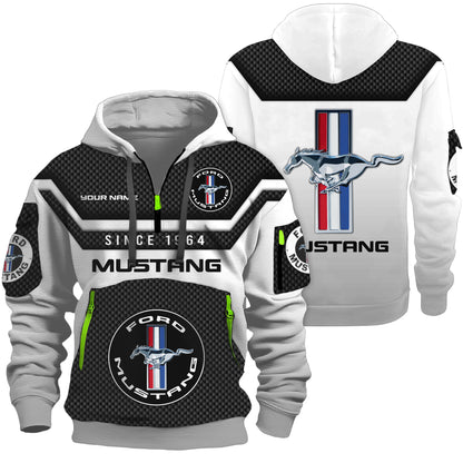 Personalized F Mustang Multicolored 3D Zip-Hoodie Cotton Jacket