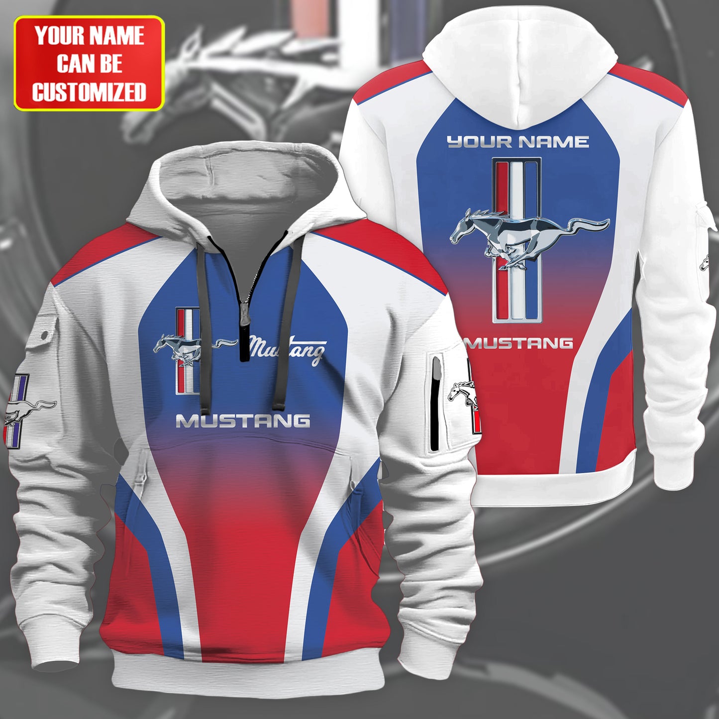 Personalized F Mustang 3D Zip-Hoodie Cotton Jacket