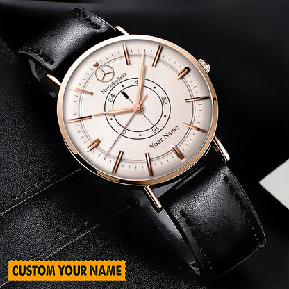 Personalized Merc Conquest Quartz Leather Watch Q210805