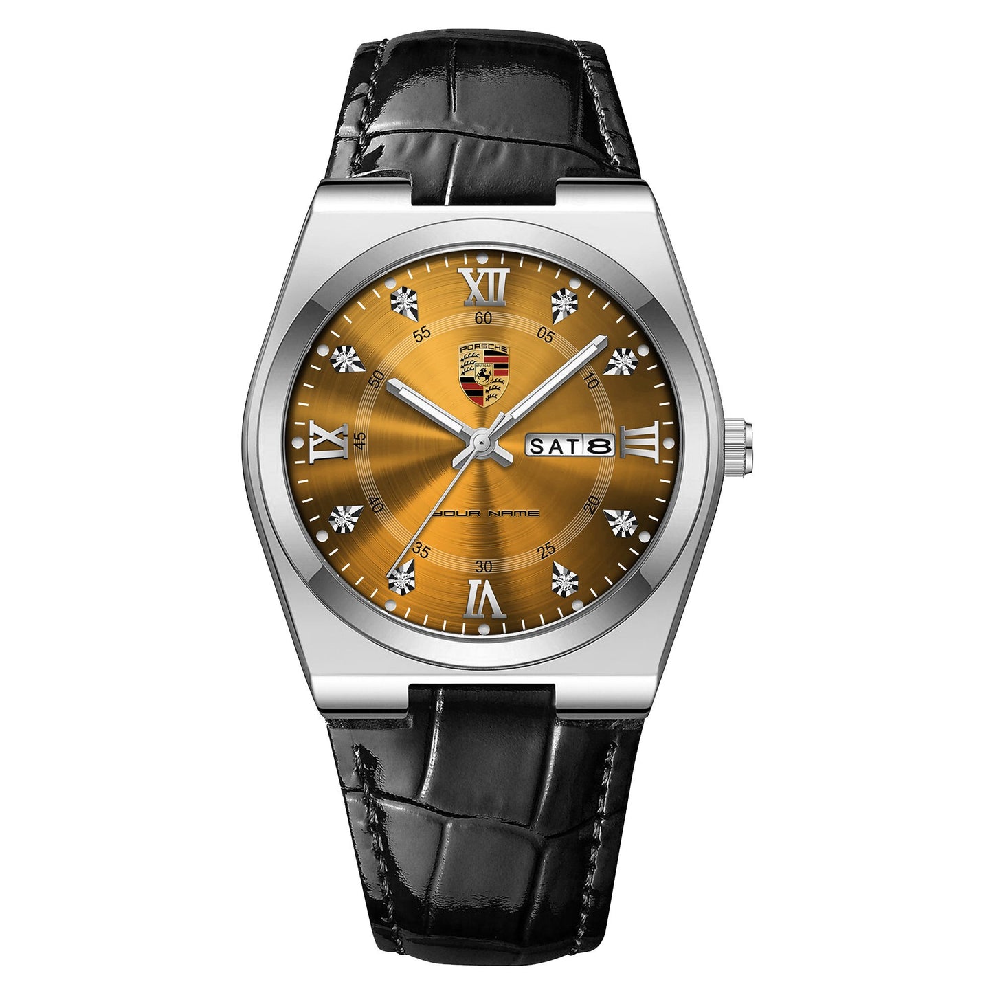 Personalized Porsche Leather Strap Watch
