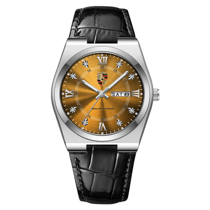 Personalized Porsche Leather Strap Watch