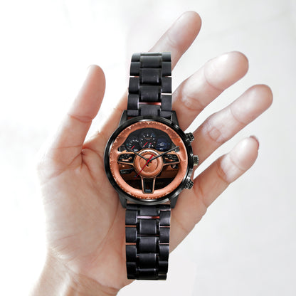 Personalized Pors Macan Wooden Luxury Stainless Steel Watch