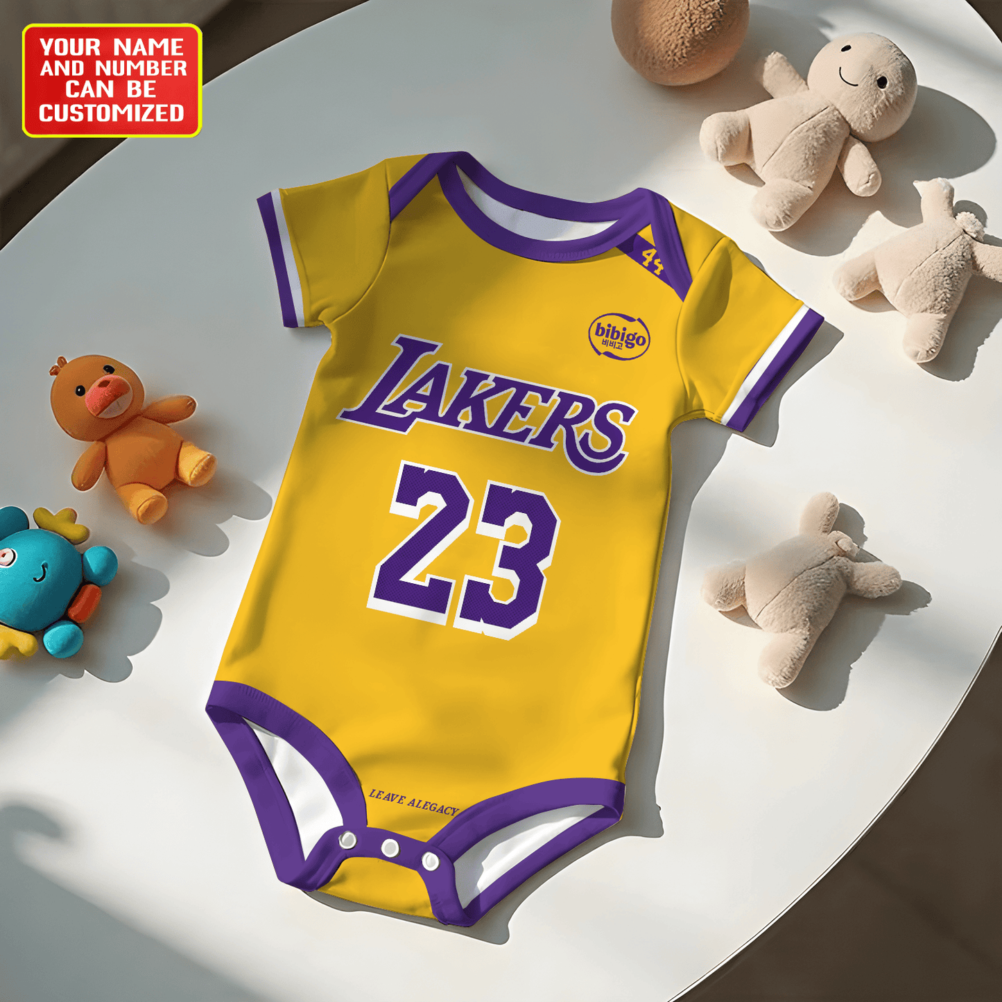 Customized LAL Basketball Jersey , Baby Rib Bodysuit Sizes V7