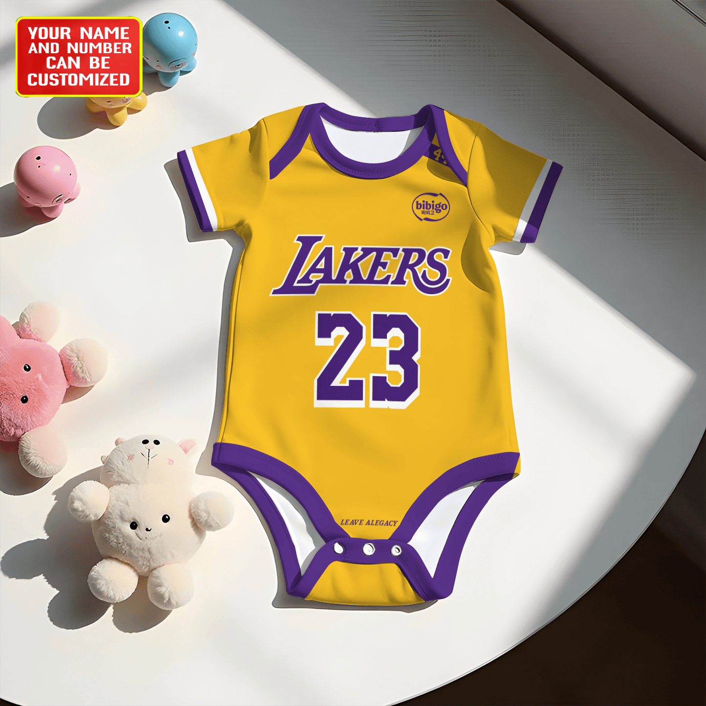 Customized LAL Basketball Jersey , Baby Rib Bodysuit Sizes V7