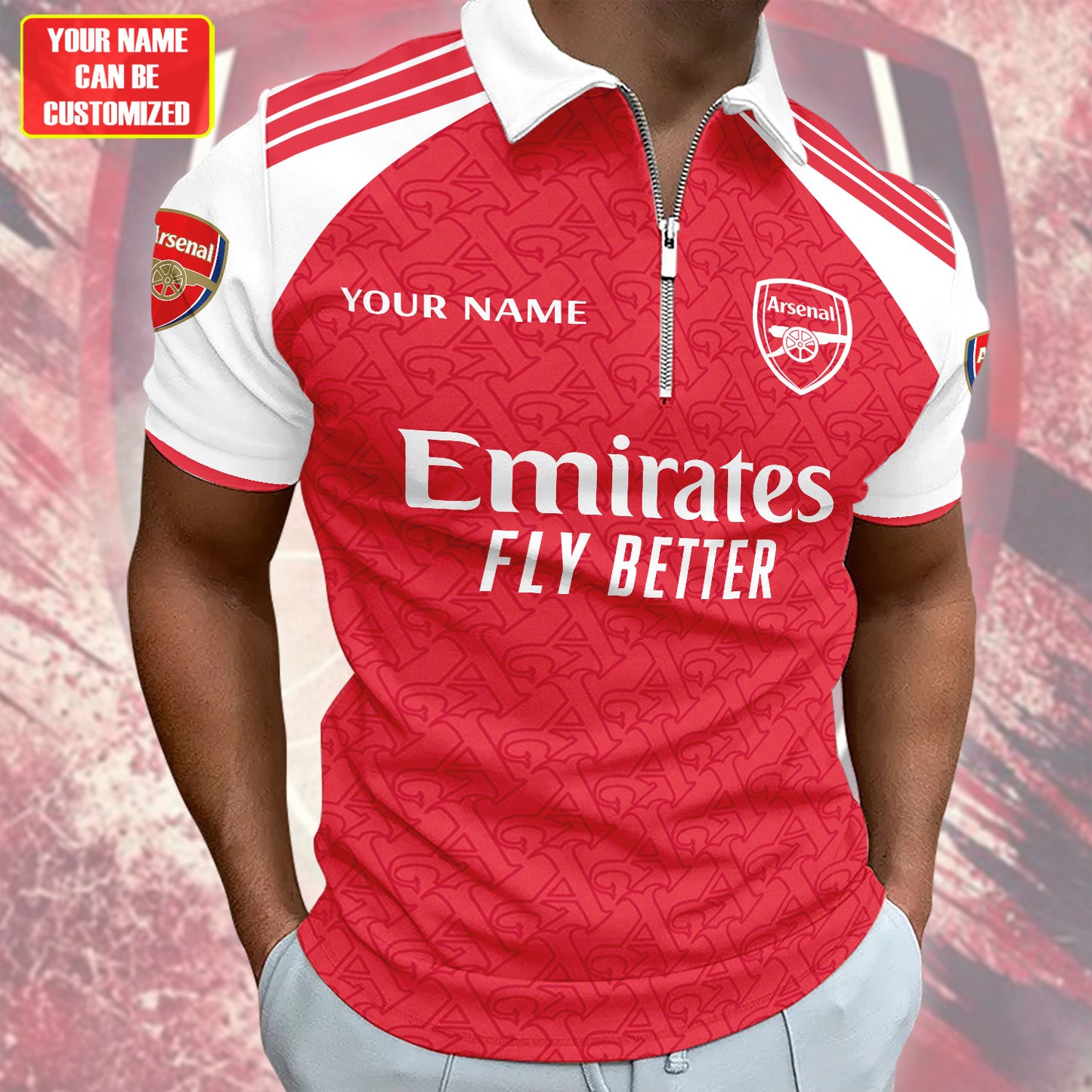 Personalized Arsenal 3D Full Printing Set , Arsenal Shirt , Zipper Polo, Hoodie , Short , Polo ,hawaii