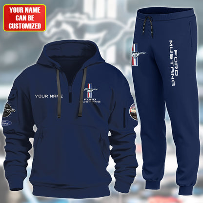Personalized F Mustang Vintage 3D Cotton Hoodie and Sweatpants set