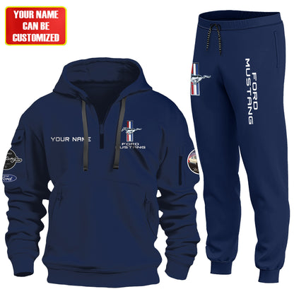 Personalized F Mustang Vintage 3D Cotton Hoodie and Sweatpants set